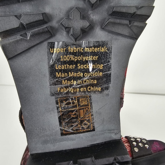 NWB JEFFREY CAMPBELL SLAM-2ST Red Grey Floral Silver Studded Buckle Boots Sz 6M - Picture 16 of 16